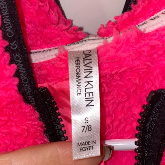 5/$25 Calvin Klein Kids Girls Fuchsia Sherpa Hoodie Size 7/8 - Picture 4 of 8